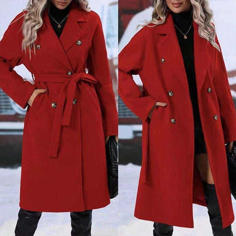 Abrigo Largo Elegante Mujer - Diseño Sofisticado con Cinturón - Invierno 2025