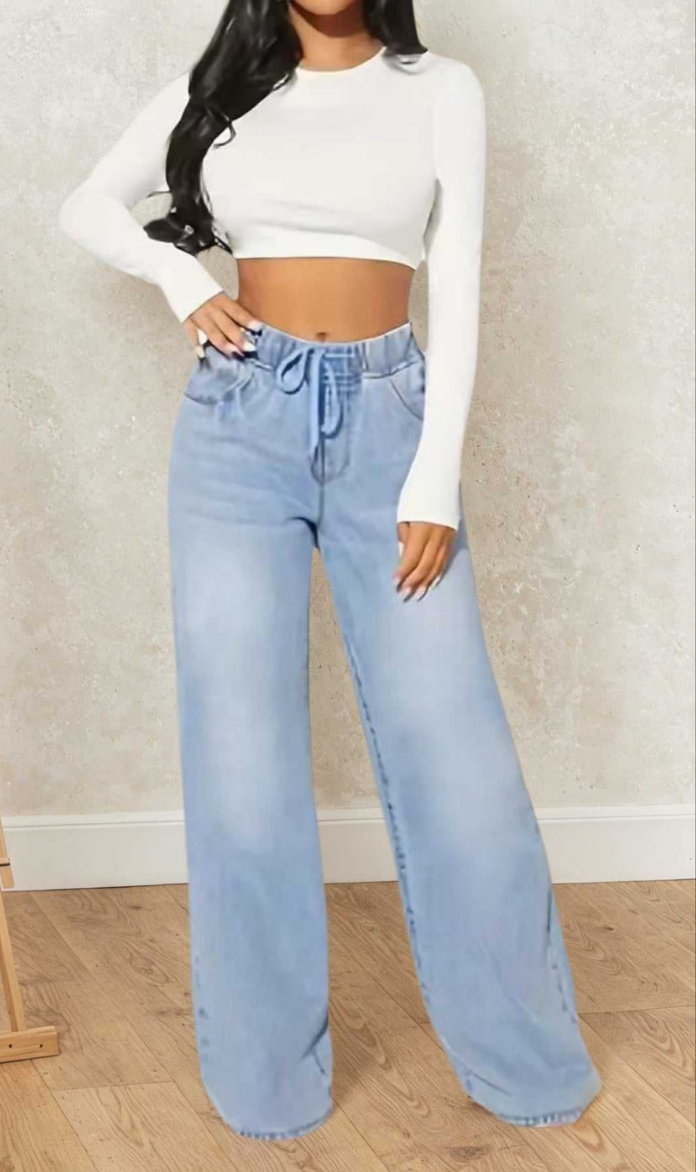 Pantalones vaqueros mujer 2025 – Tiro alto y pierna ancha casual