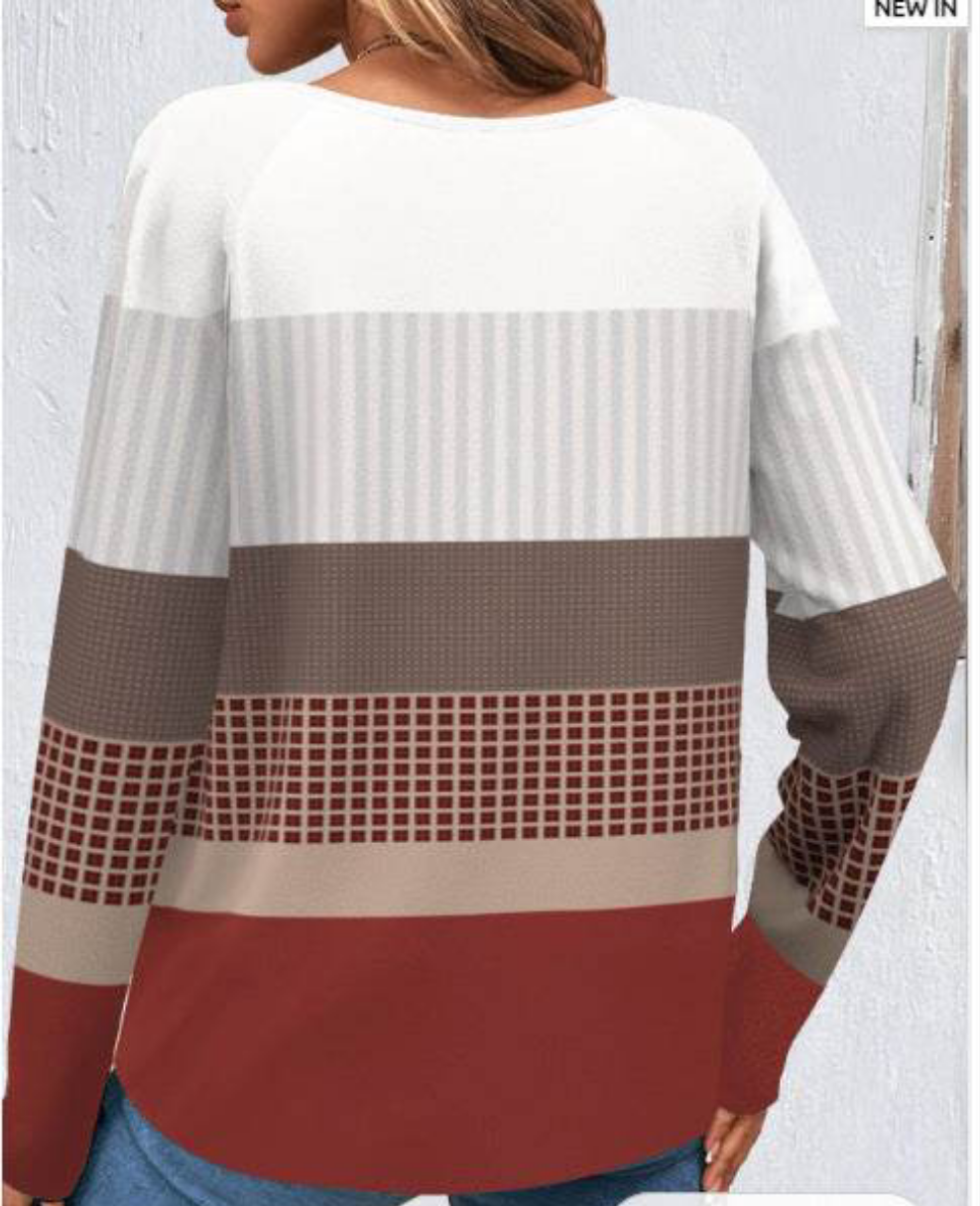 Jersey de otoño/invierno con botones decorativos – Colores combinados