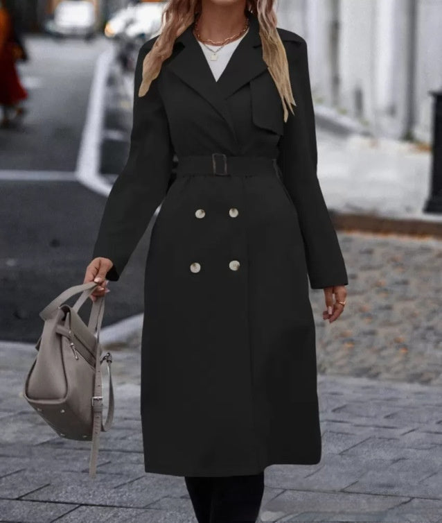 Abrigo Largo Elegante Mujer - Diseño Sofisticado con Cinturón - Invierno 2025
