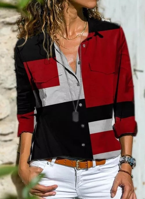 Cárdigan Vintage Geométrico de Poliéster – Manga Larga (Tallas S–3XL)