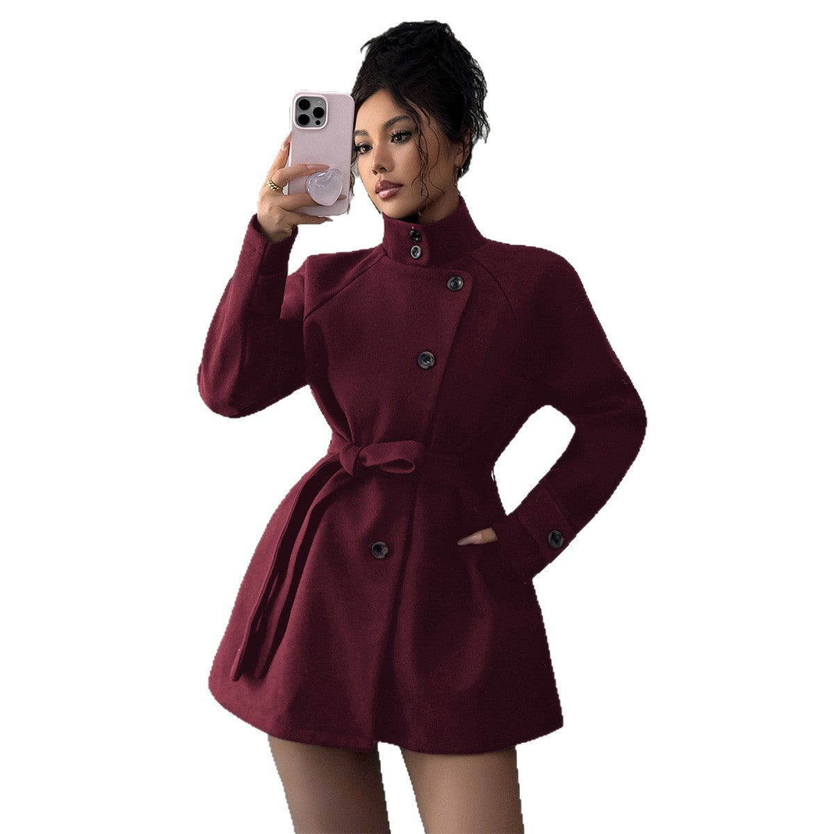 "Túnica Urbana Mujer | Diseño Minimalista con Cordón Ajustable | Negro & Rojo Vino | Tallas S-XL"