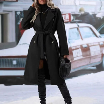 Abrigo Largo Elegante Mujer - Diseño Sofisticado con Cinturón - Invierno 2025