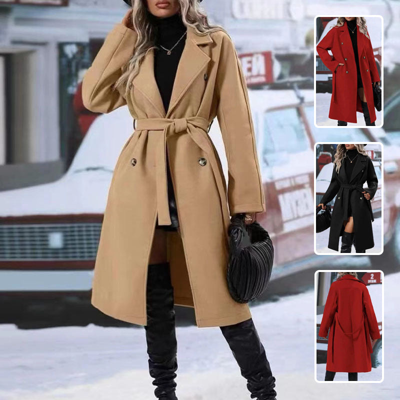 Abrigo Largo Elegante Mujer - Diseño Sofisticado con Cinturón - Invierno 2025