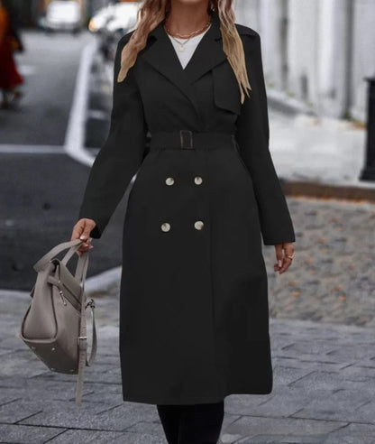 Abrigo Largo Elegante Mujer - Diseño Sofisticado con Cinturón - Invierno 2025
