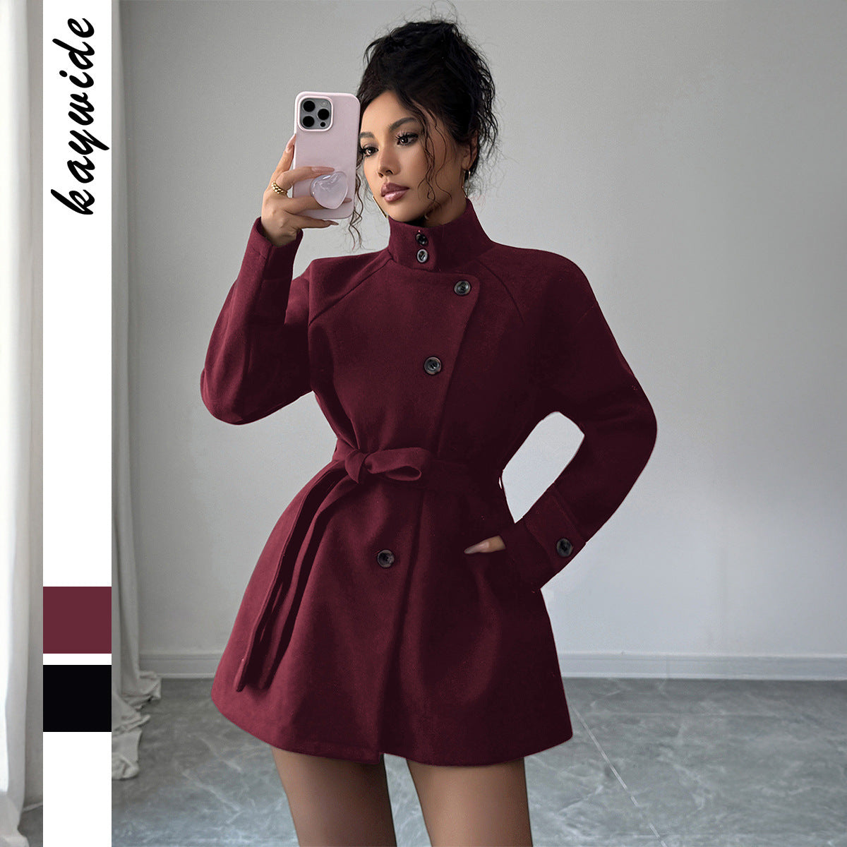 "Túnica Urbana Mujer | Diseño Minimalista con Cordón Ajustable | Negro & Rojo Vino | Tallas S-XL"